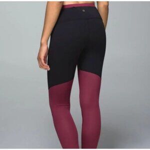 Lululemon All You Need Colorblock Leggings Tights 2 Black Dashing Purple Magenta